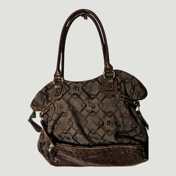 Line Rosetti Brown and Tan Tote Style Purse -- ITEM #3654 - Picture 6 of 7